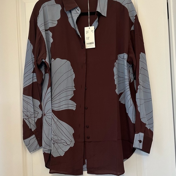 CLOSED GmbH Designer Unique Tunic Blouse Burgundy Blue Floral NWT Sz M 8 - Picture 4 of 9